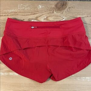 lululemon athletica Red Athletic Shorts with Back Zipper Pocket